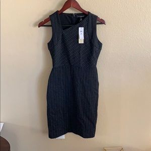 NWT banana republic black pinstripe dress. Midi